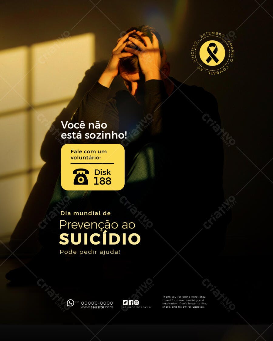 Flyer Dia Mundial da Prevenção ao Suicídio PSD Editável