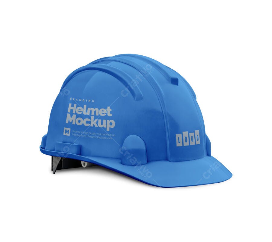 Mockup de Capacete Azul para Construção