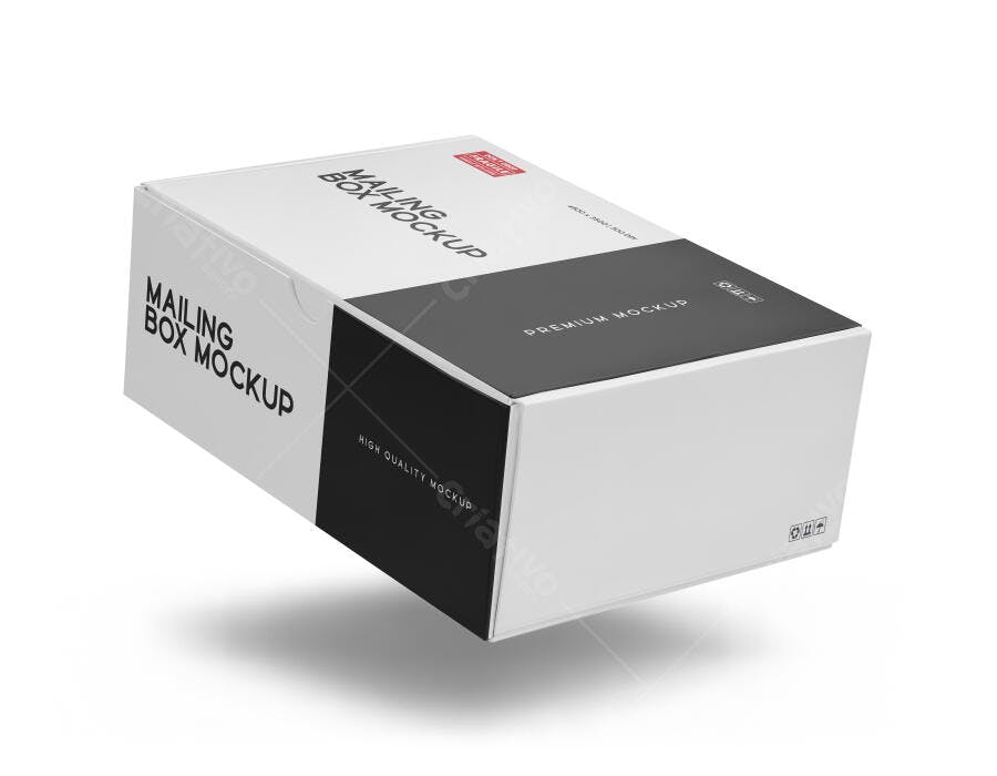 Mockup Caixa de Envio Minimalista em Branco e Preto