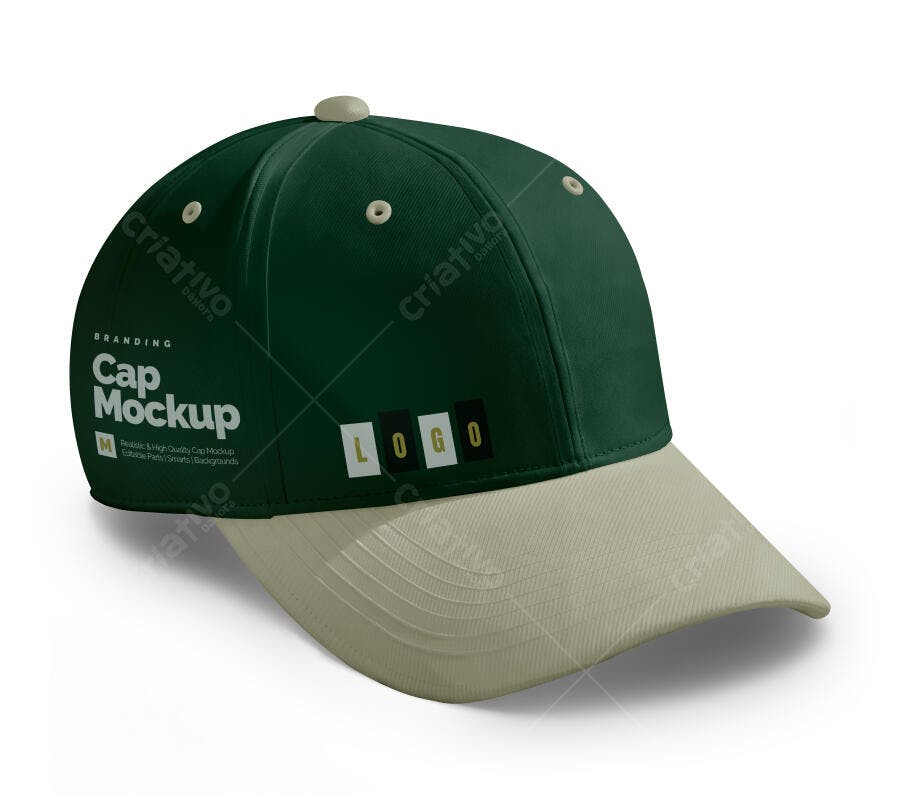 Mockup Boné Verde e Bege: Modelo Realista para Branding