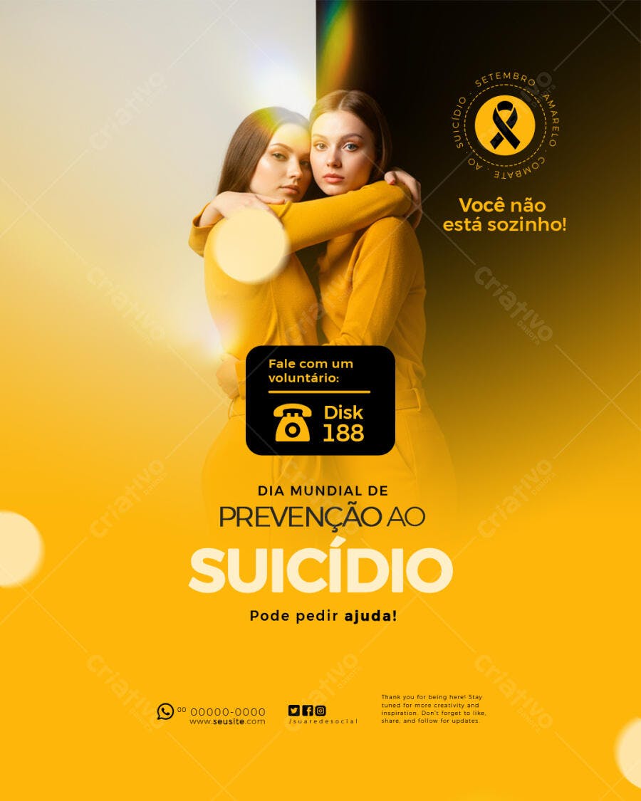 Flyer Dia Mundial de Prevenção ao Suicídio PSD Editável
