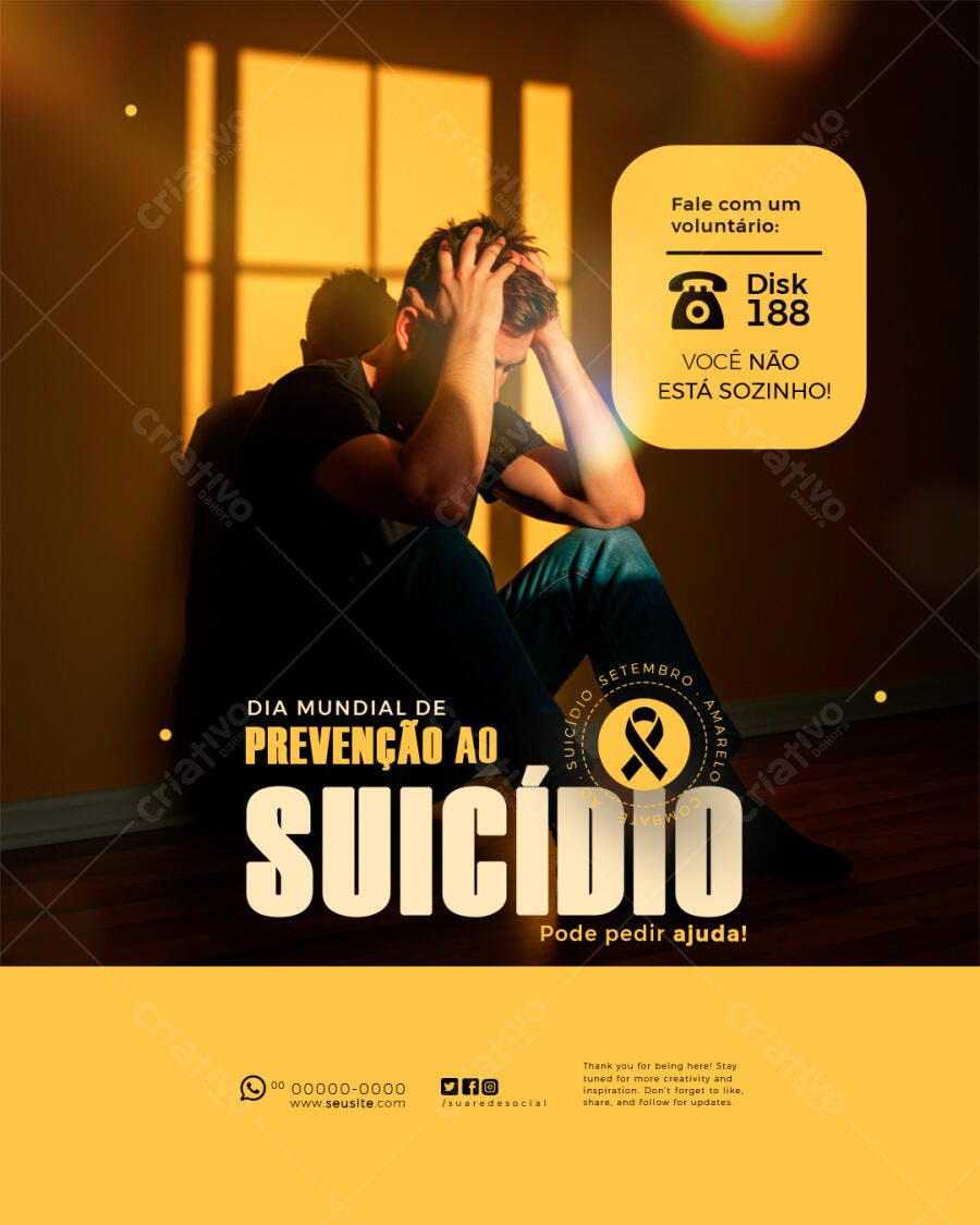 Flyer Dia Mundial da Prevenção ao Suicídio PSD Editável