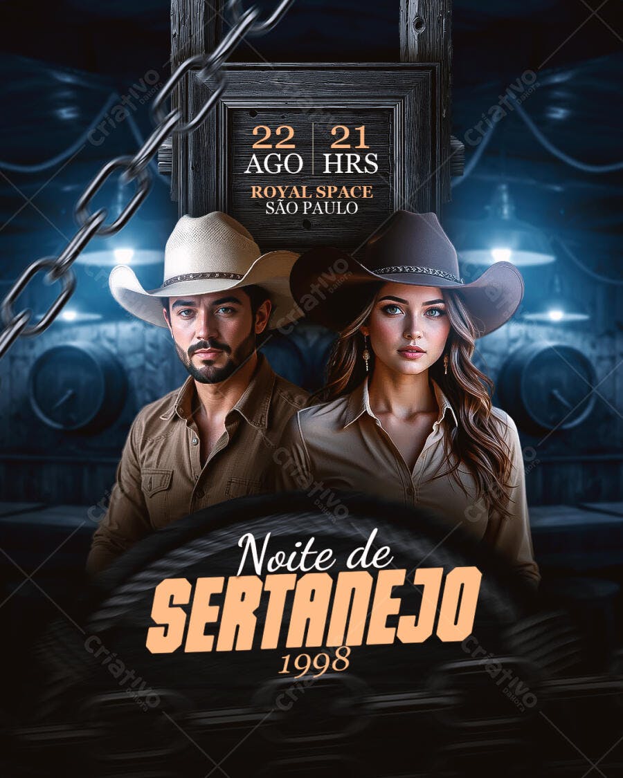 Flyer Noite de Sertanejo 1998 PSD Editável