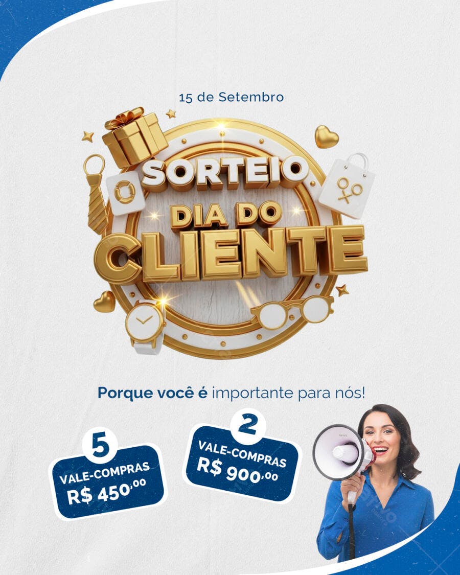 Flyer Dia do Cliente com Sorteio PSD Editável