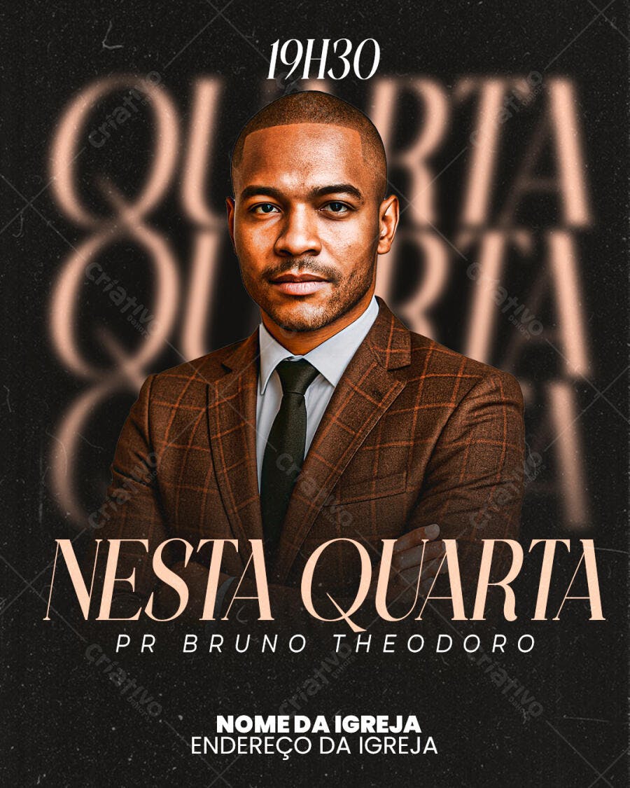 Flyer para Evento Religioso com Pr Bruno Theodore PSD Editável