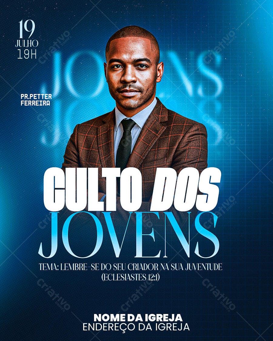 Flyer para Culto de Jovens PSD Editável