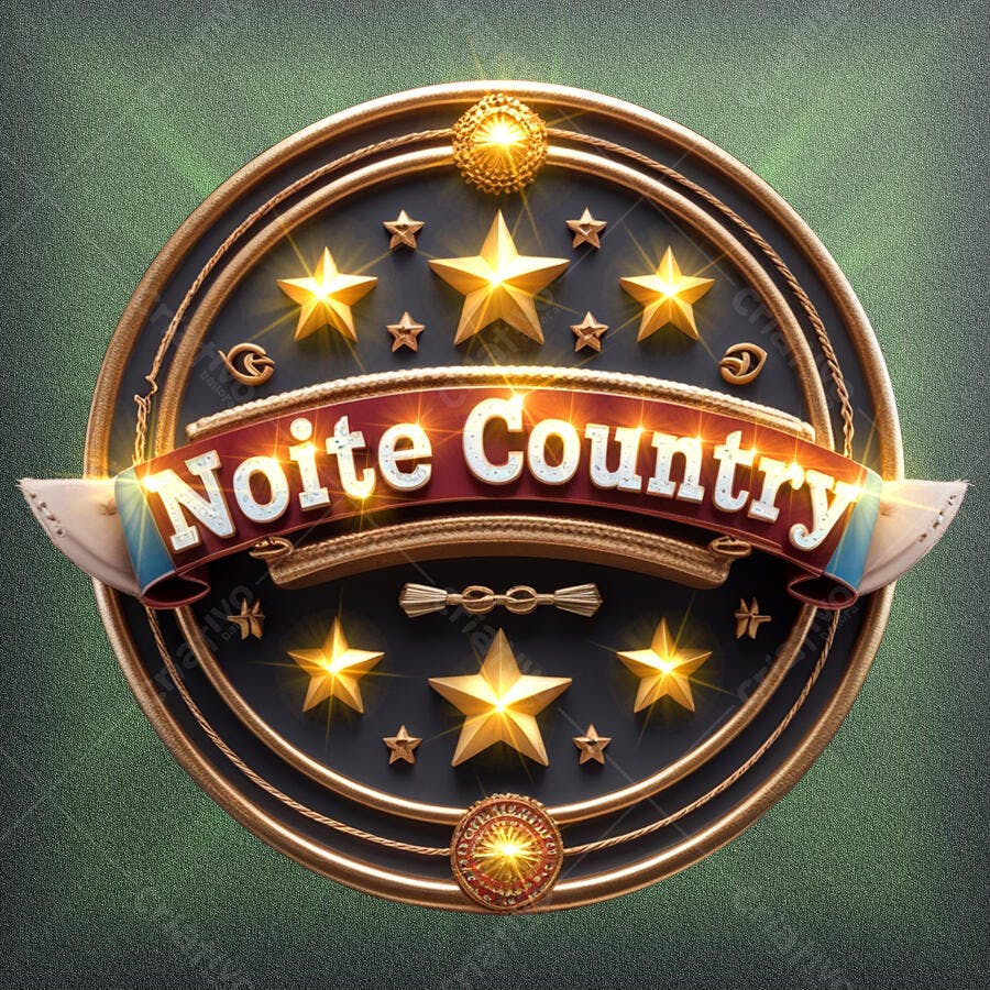 Selo 3D evento country dourado e vermelho