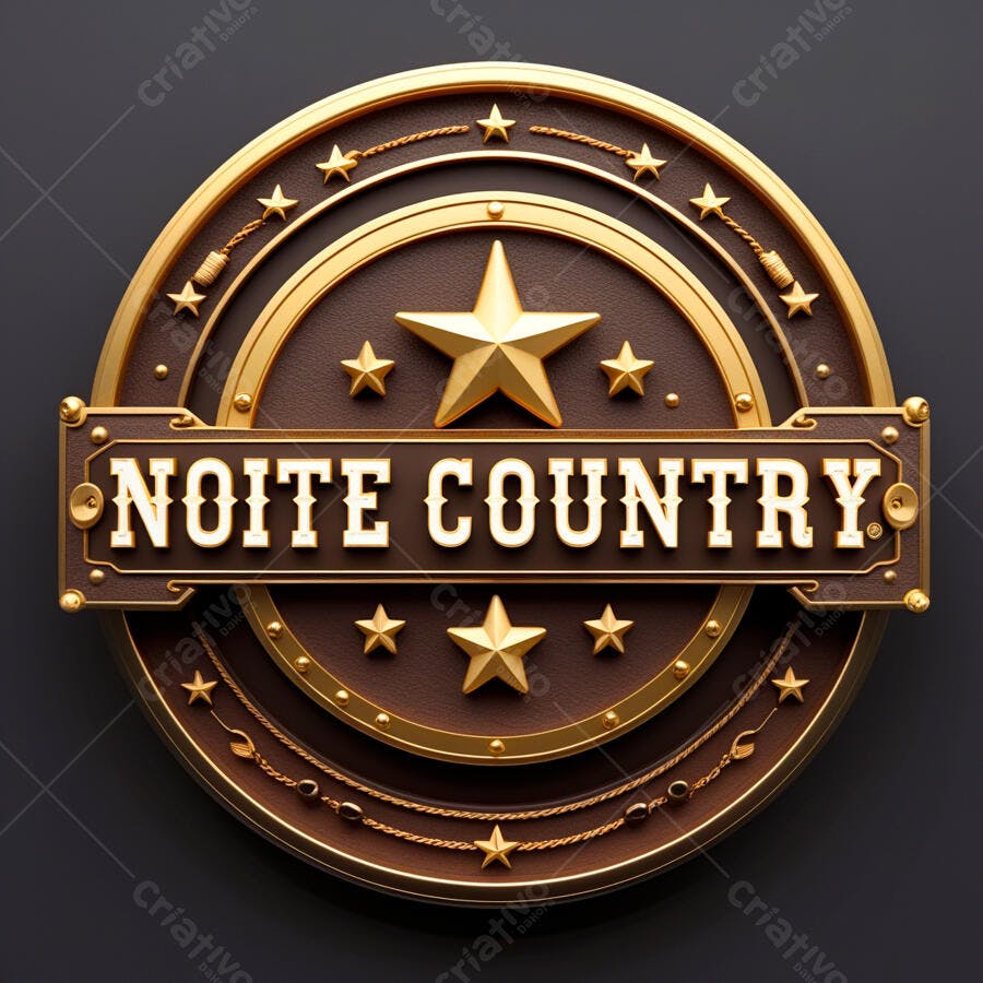 Selo 3D evento country dourado e marrom