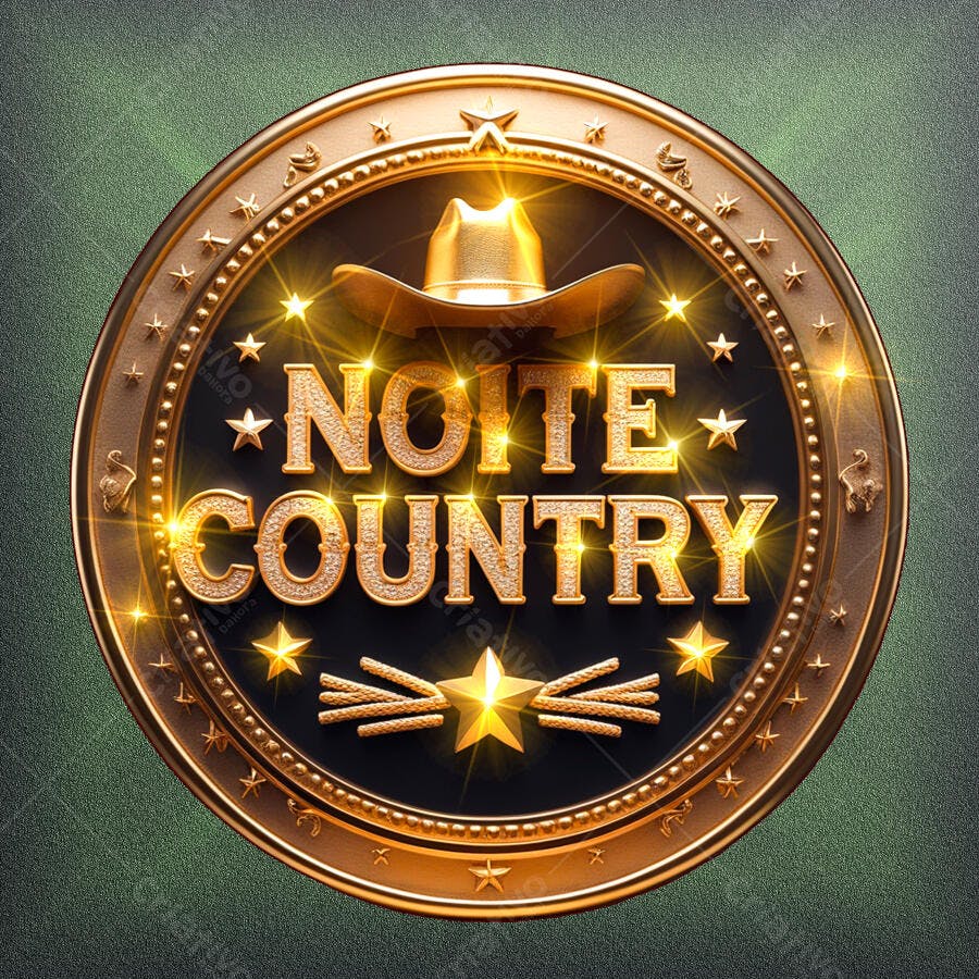 Selo 3D evento country dourado e preto