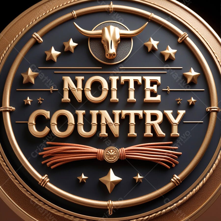 Selo 3D evento country dourado e marrom