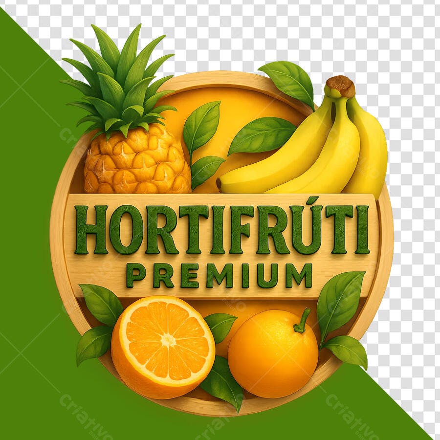 Selo 3D Premium Hortifruti Madeira e Frutas