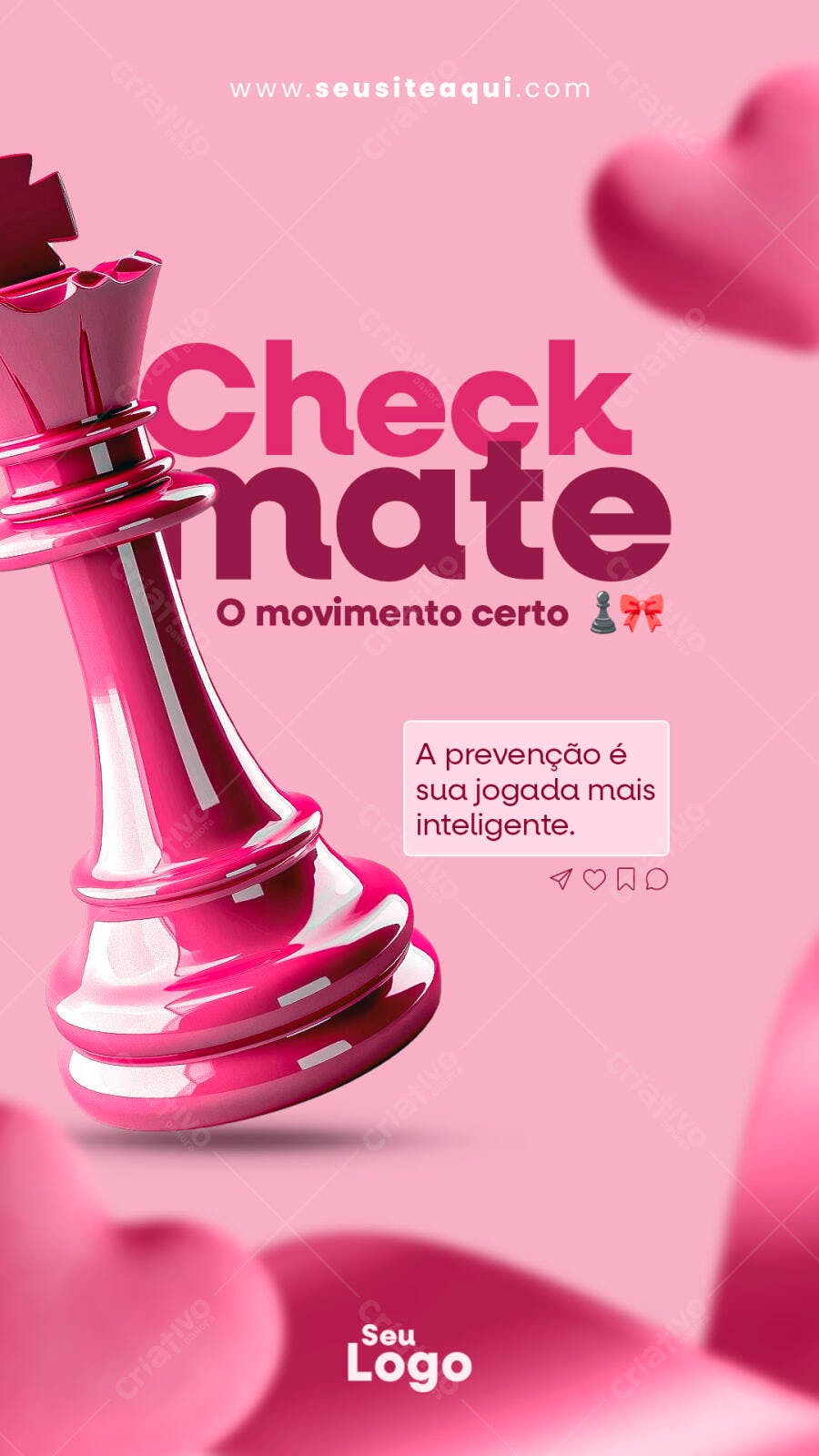 Flyer Prevenção Rosa e Preto PSD Editável