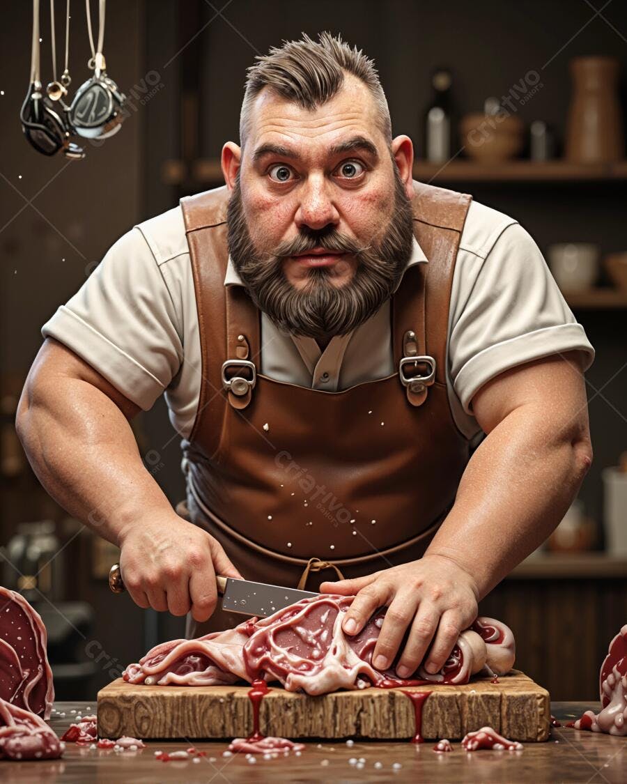 açougueiro cortando carne crua