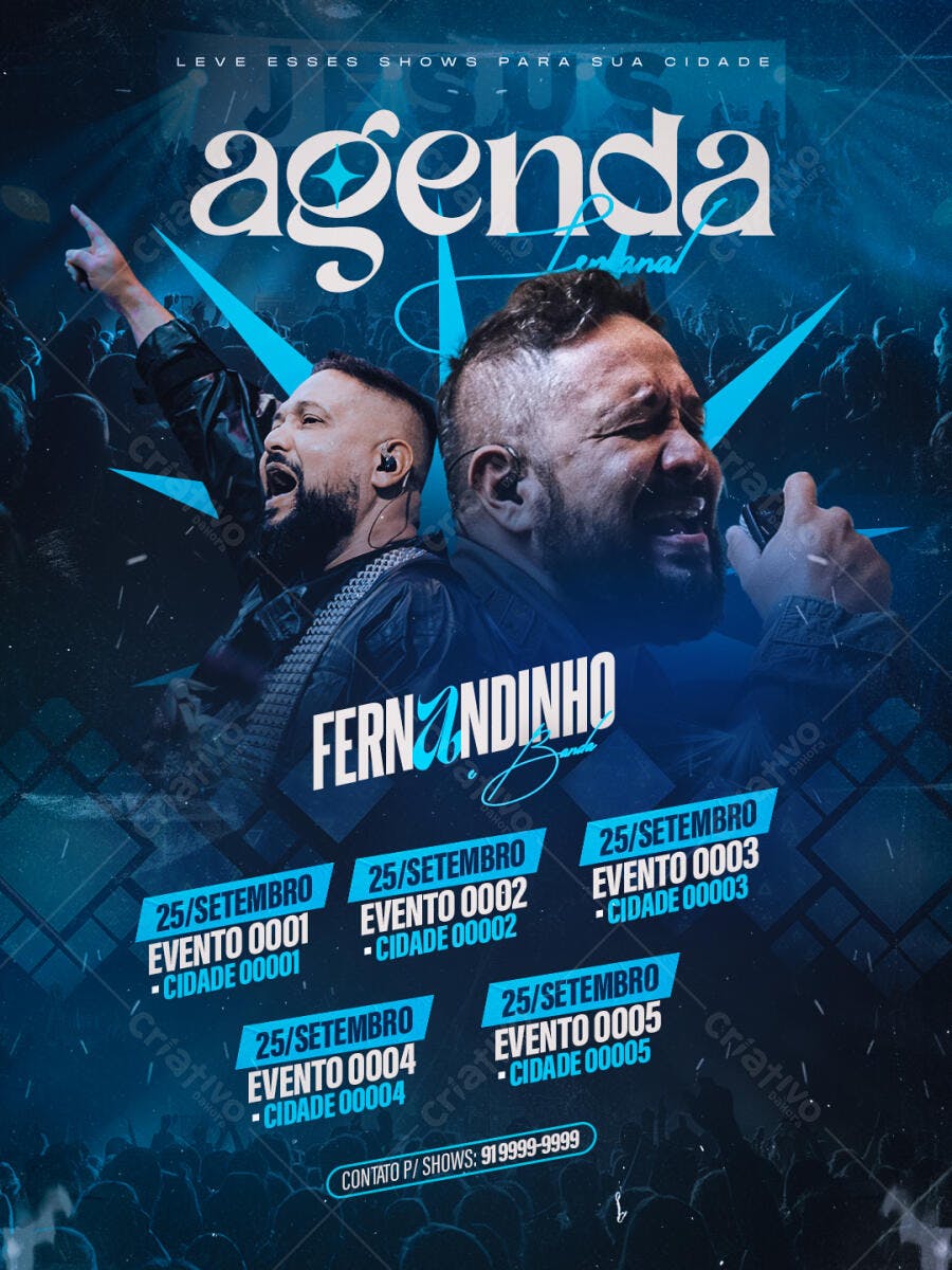 Flyer para Shows da Fernandinho Banda PSD Editável