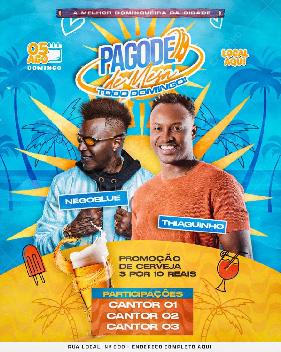 Flyer Pagode de Verão PSD Editável