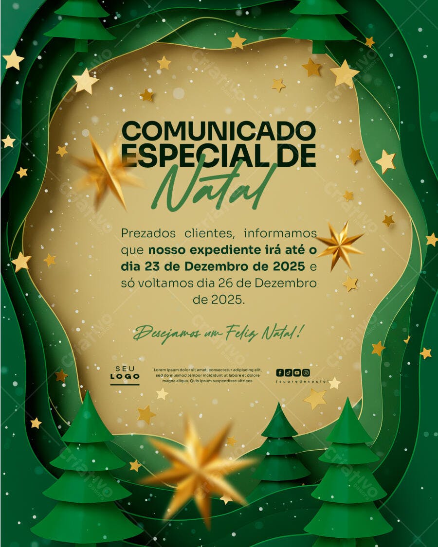 Comunicado de Natal PSD Editável