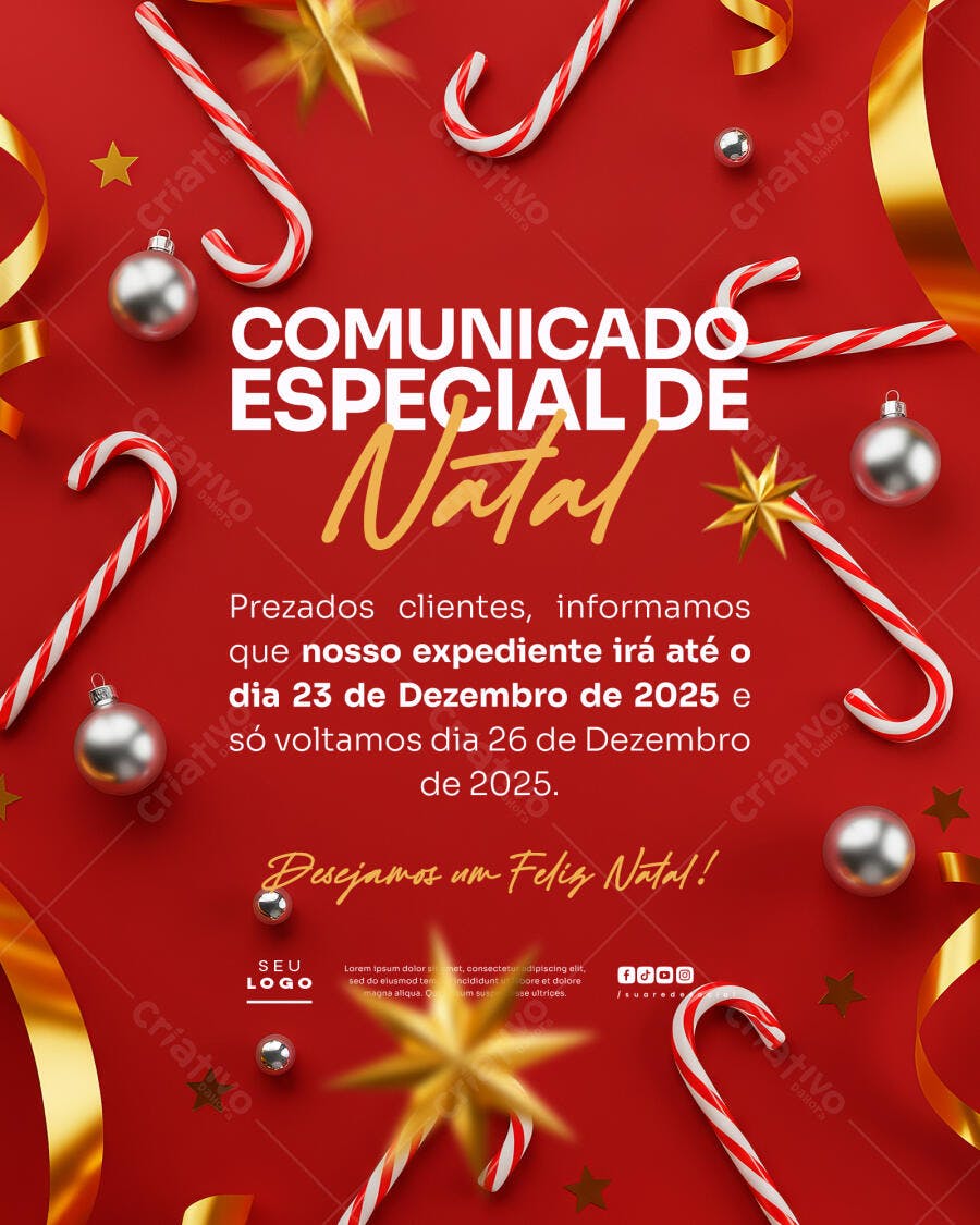 Comunicado Natalino PSD Editável