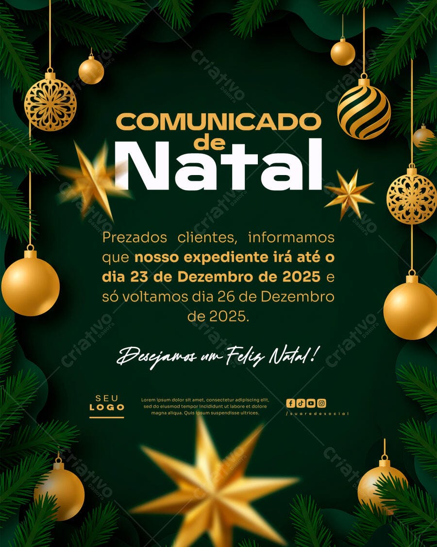 Comunicado de Natal PSD Editável
