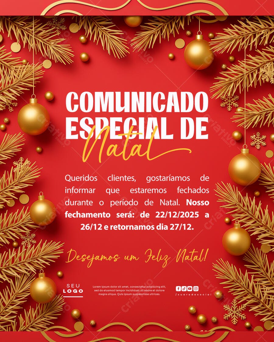 Comunicado Natalino PSD Editável