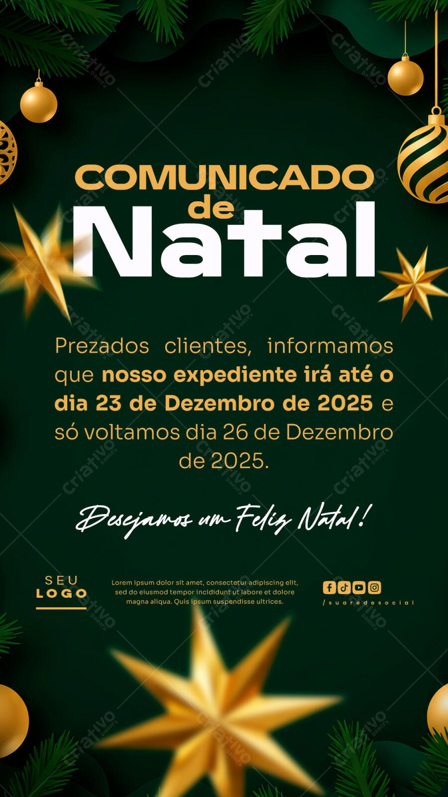 Comunicado de Natal PSD Editável