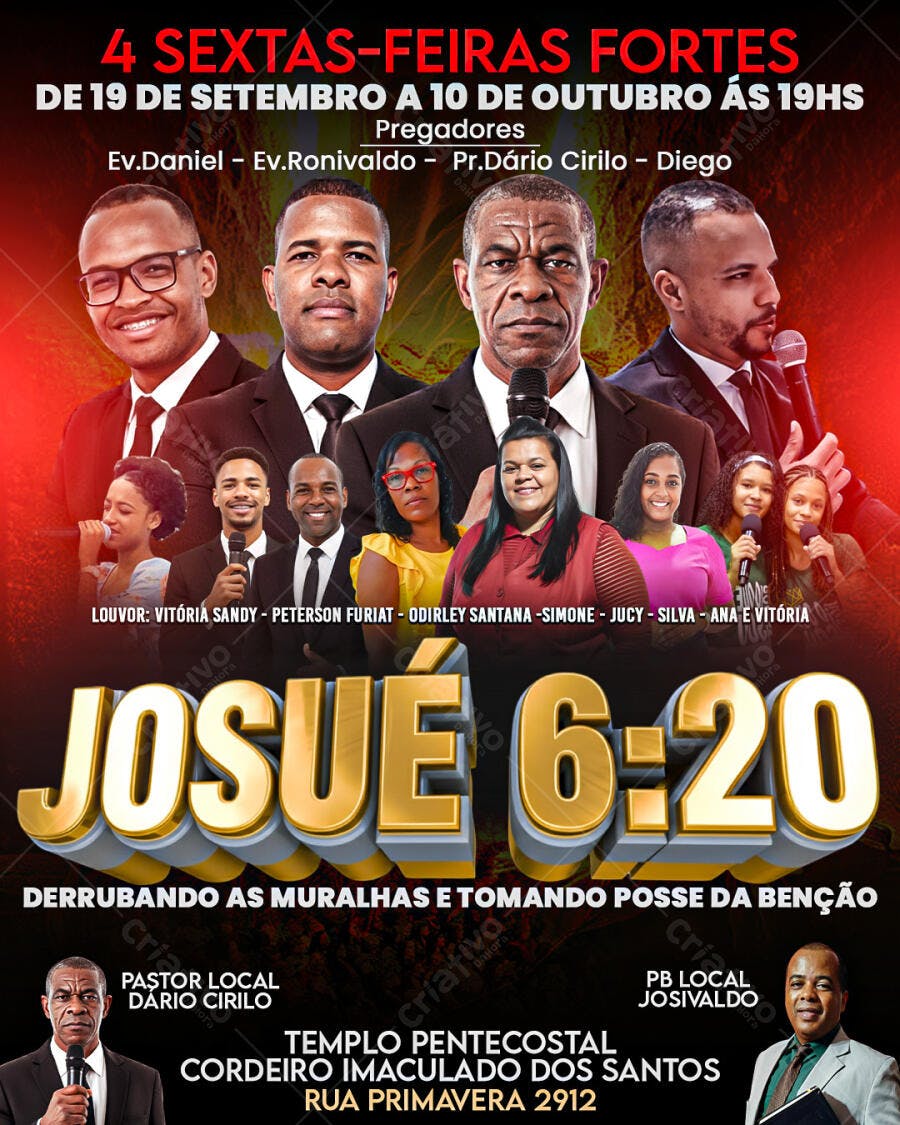 Flyer para Evento Religioso Josué 6:20 PSD Editável