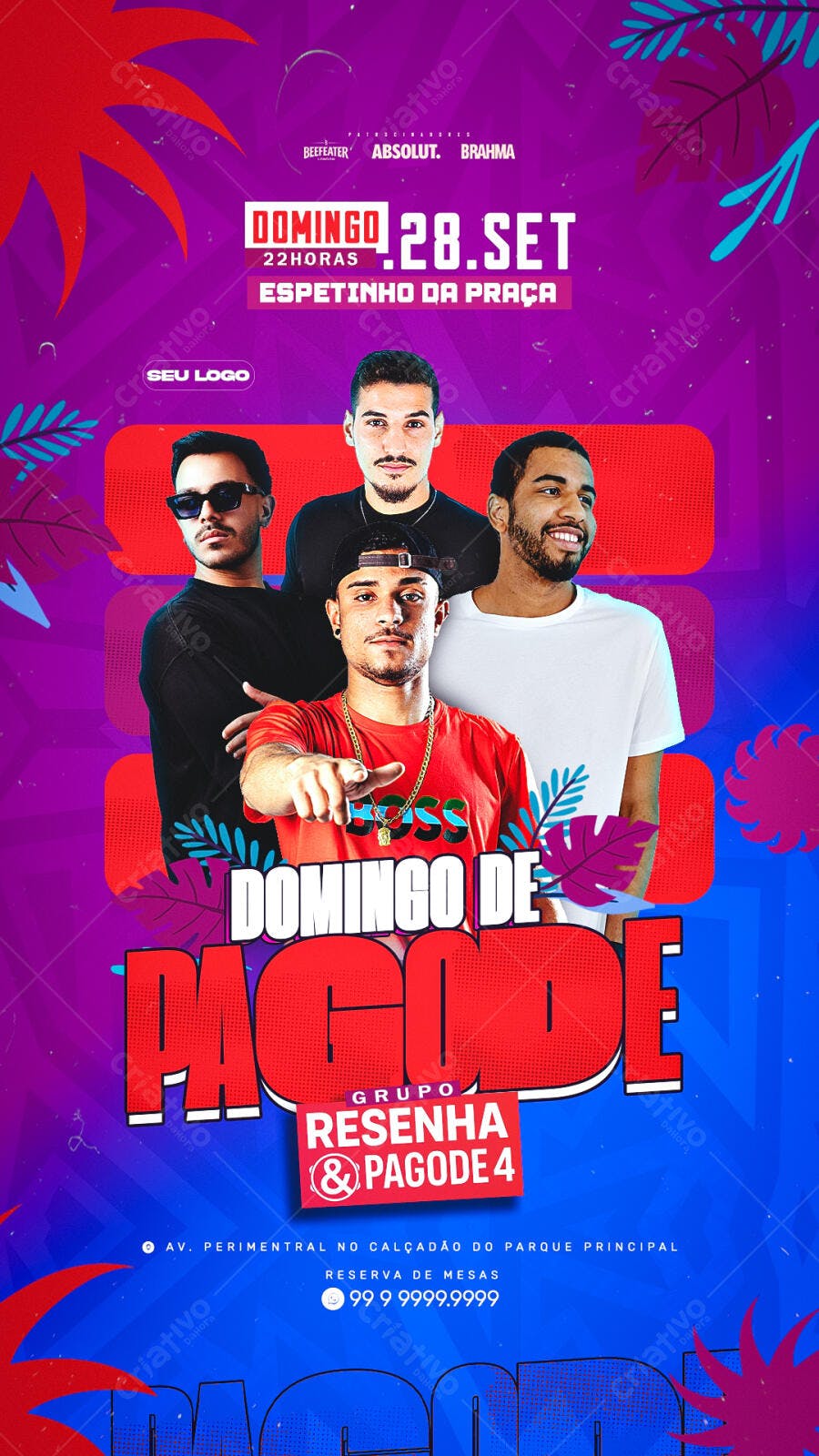 Flyer Domingo de Pagode PSD Editável