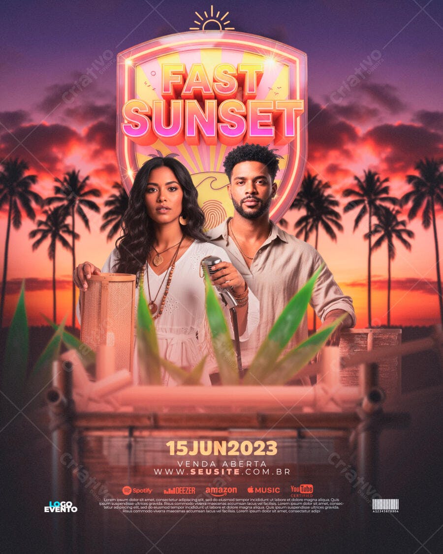 Flyer para Evento Musical Fast Sunset PSD Editável