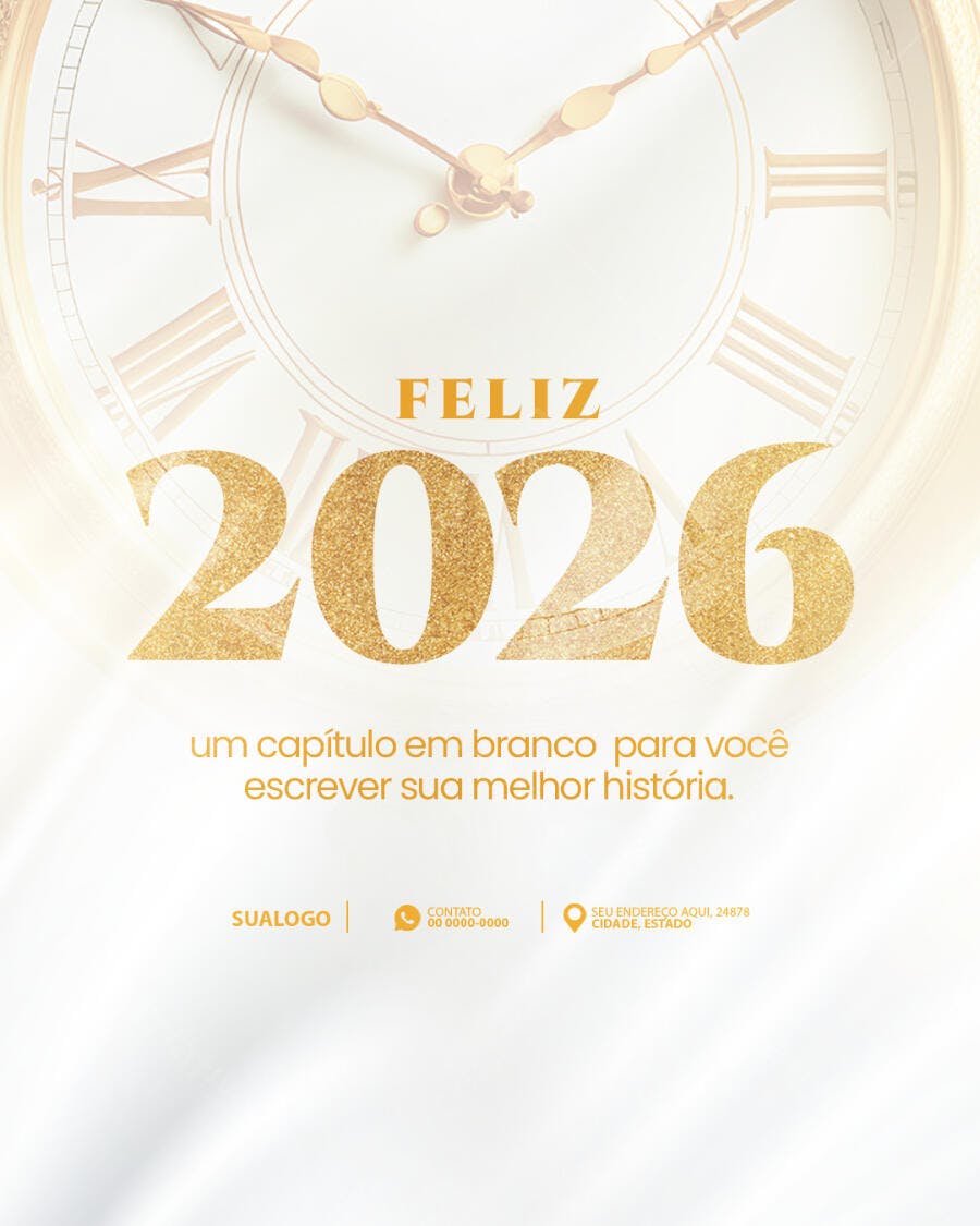Flyer Feliz Ano Novo 2026 PSD Editável