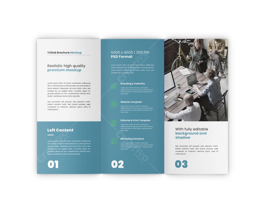 Mockup Realista de Panfleto Tri-Dobrado para Negócios