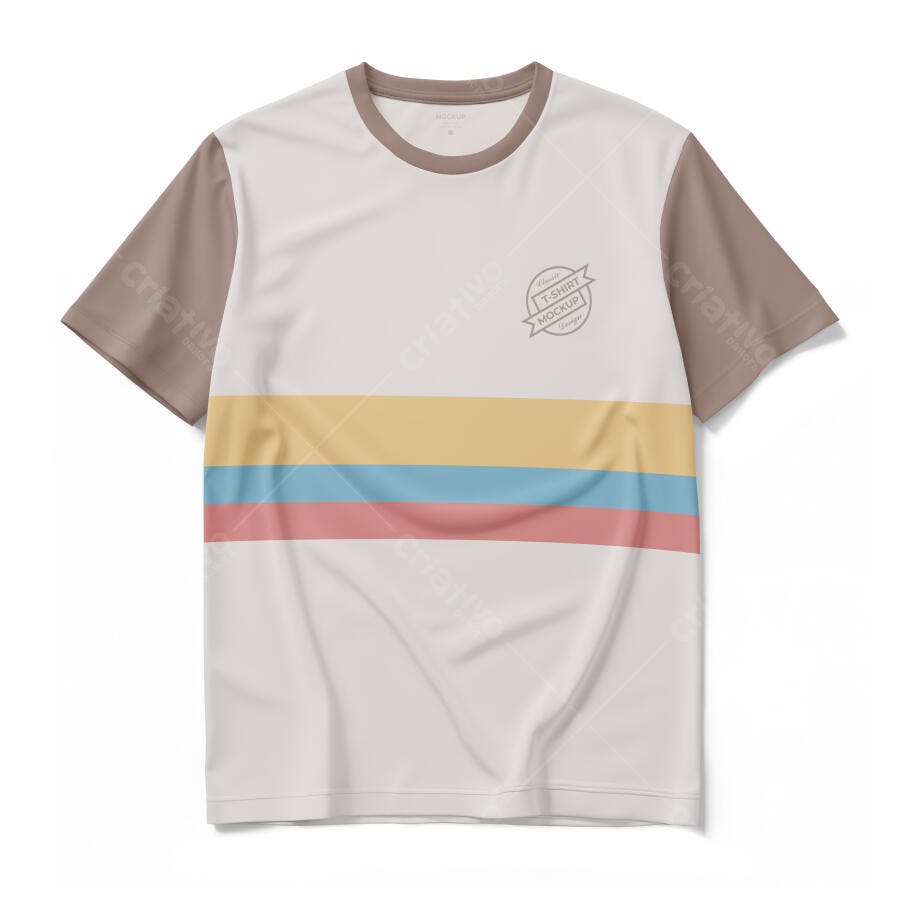 Mockup Camiseta Casual com Listras Pastel