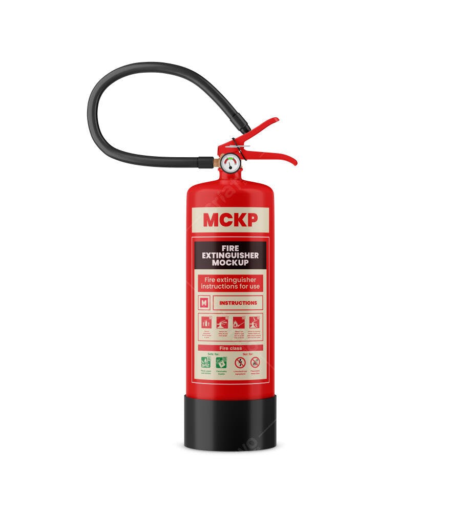 Mockup Realista de Extintor de Incêndio Vermelho