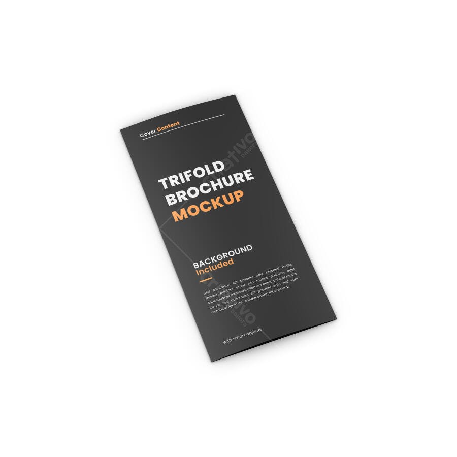 Mockup Realista de Panfleto Trifold Preto