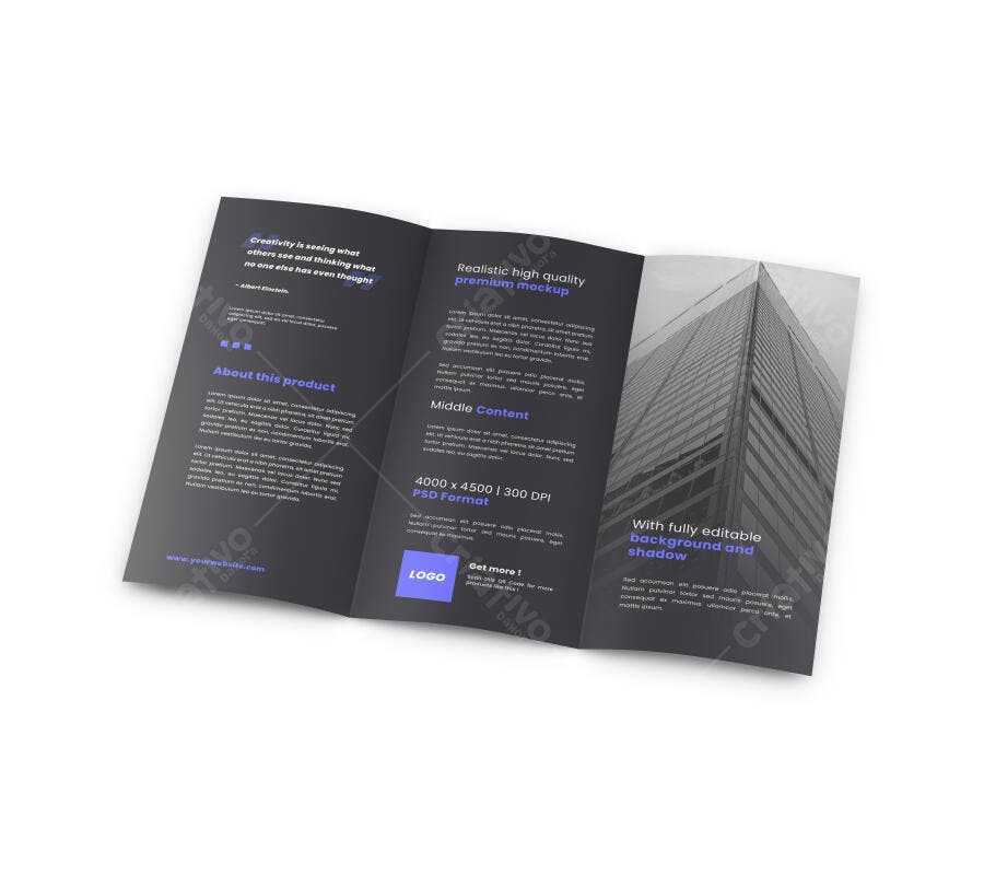 Mockup de Panfleto Tri-fold Moderno em Tons de Cinza