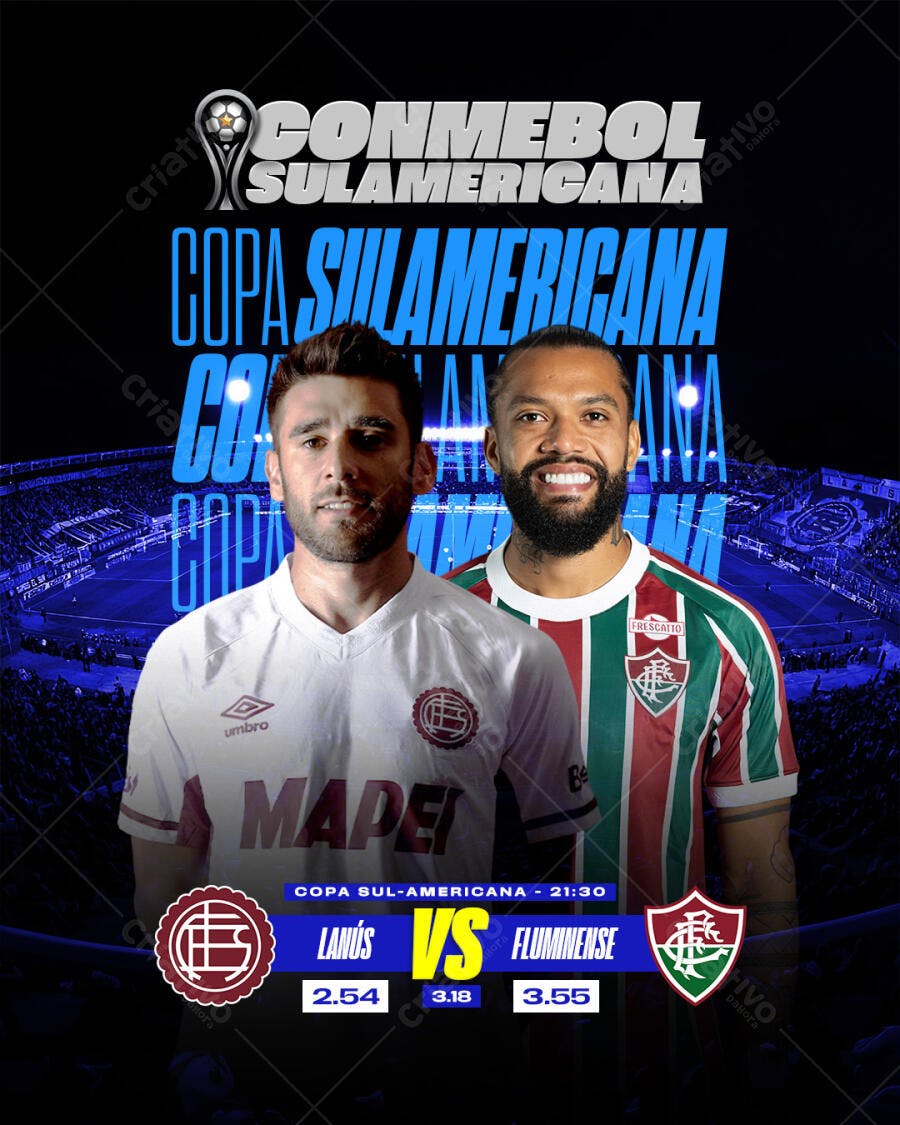 Flyer Copa Sul-Americana Lanús x Fluminense PSD Editável