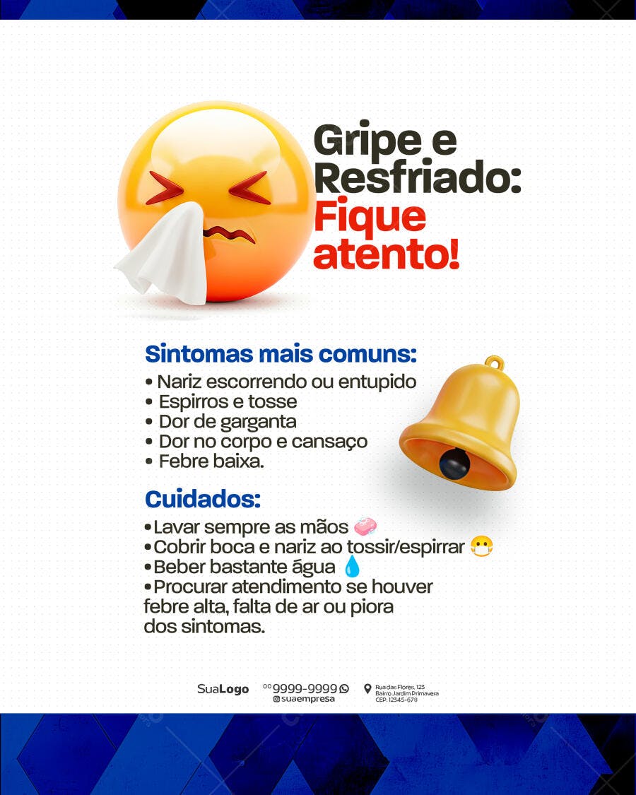 Infográfico Gripe e Resfriado PSD Editável