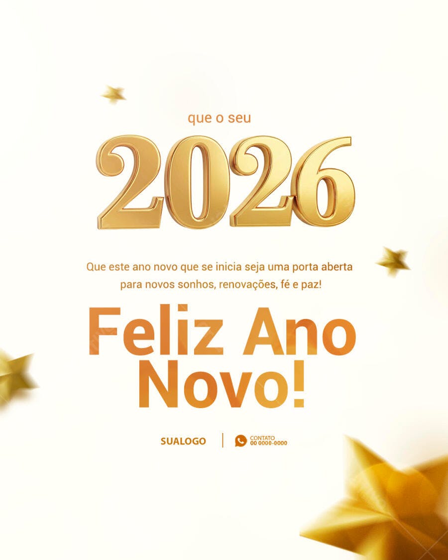 Postagem Feliz Ano Novo 2026 PSD Editável