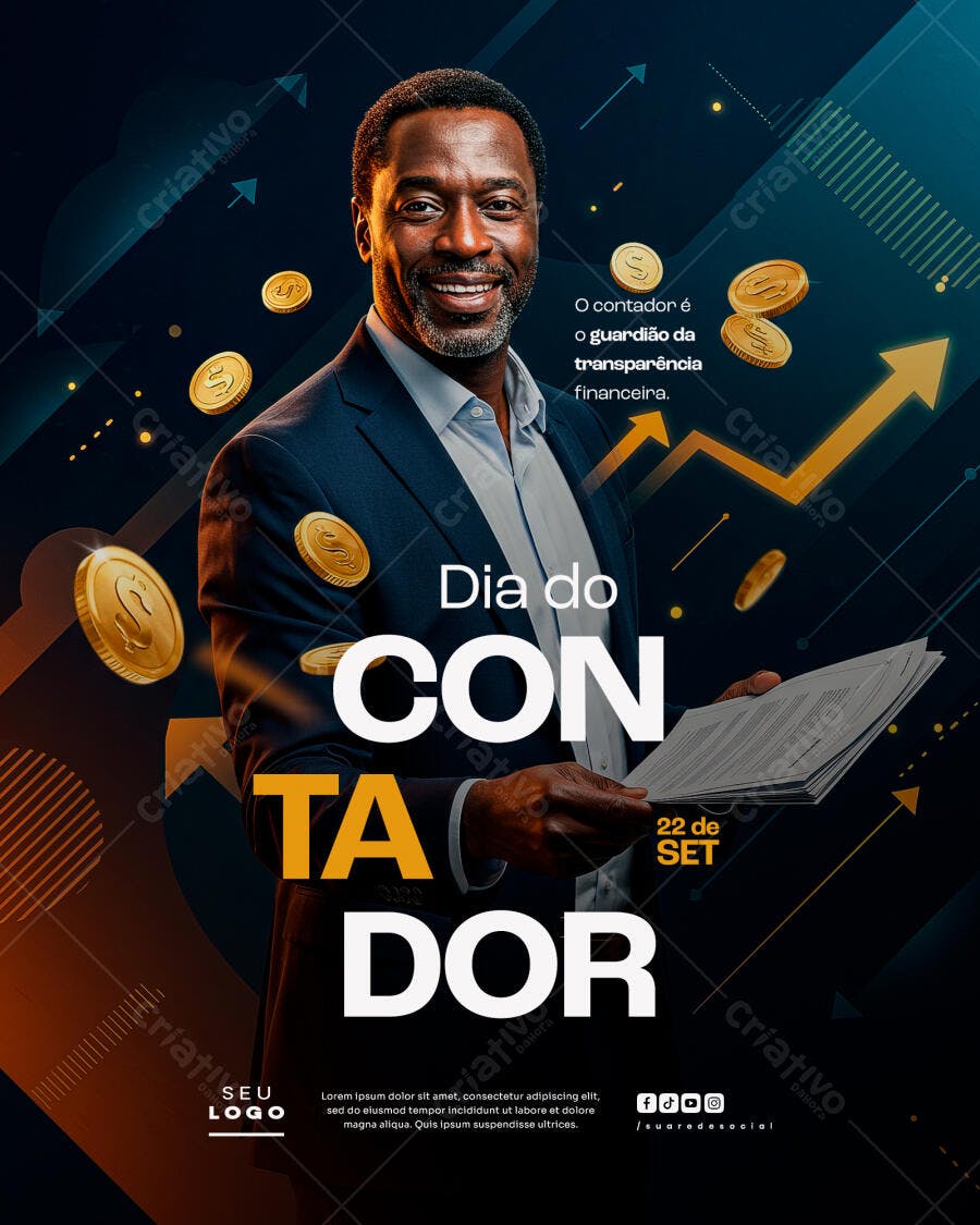 Flyer Dia do Contador PSD Editável
