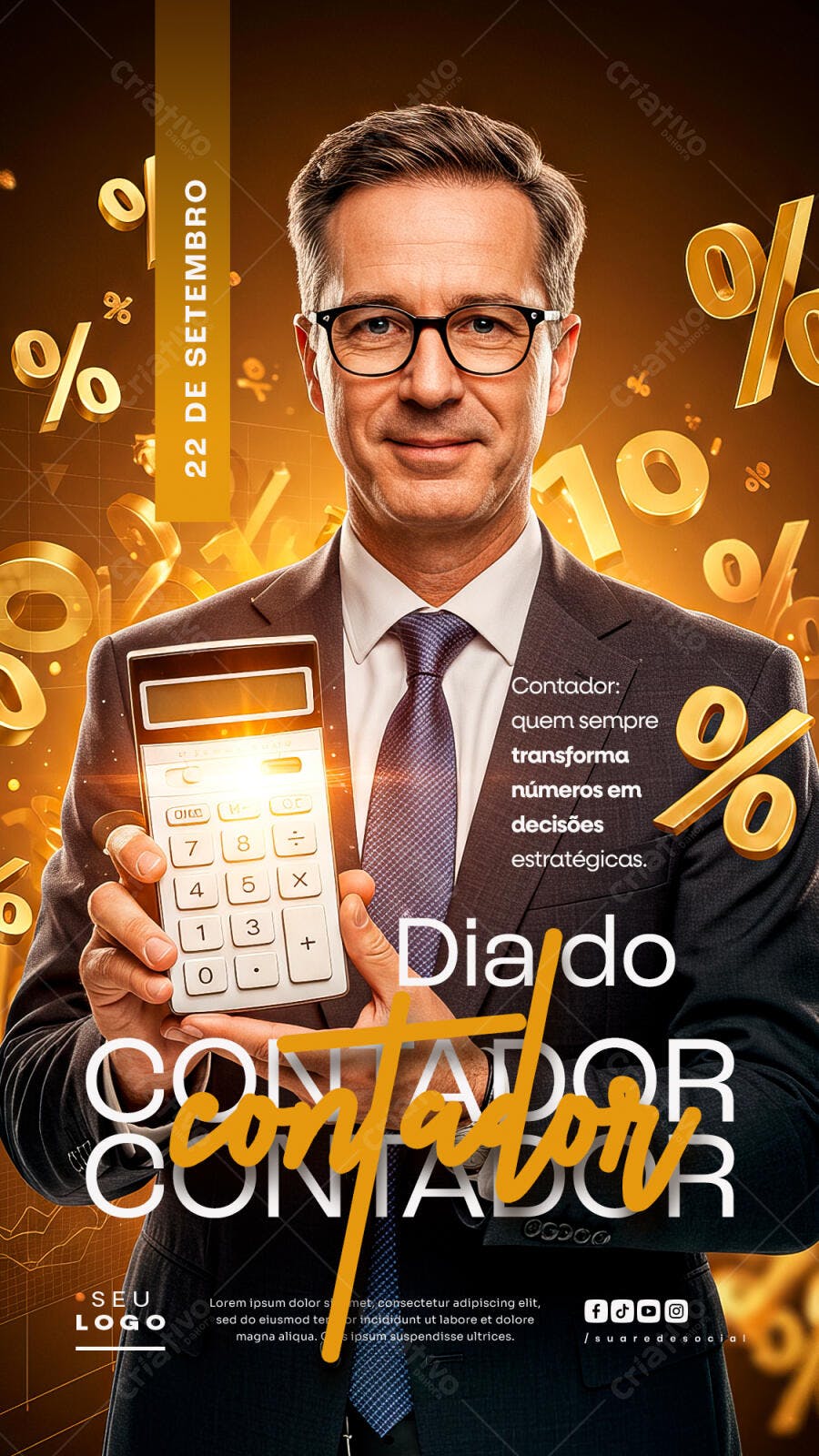 Flyer Dia do Contador PSD Editável