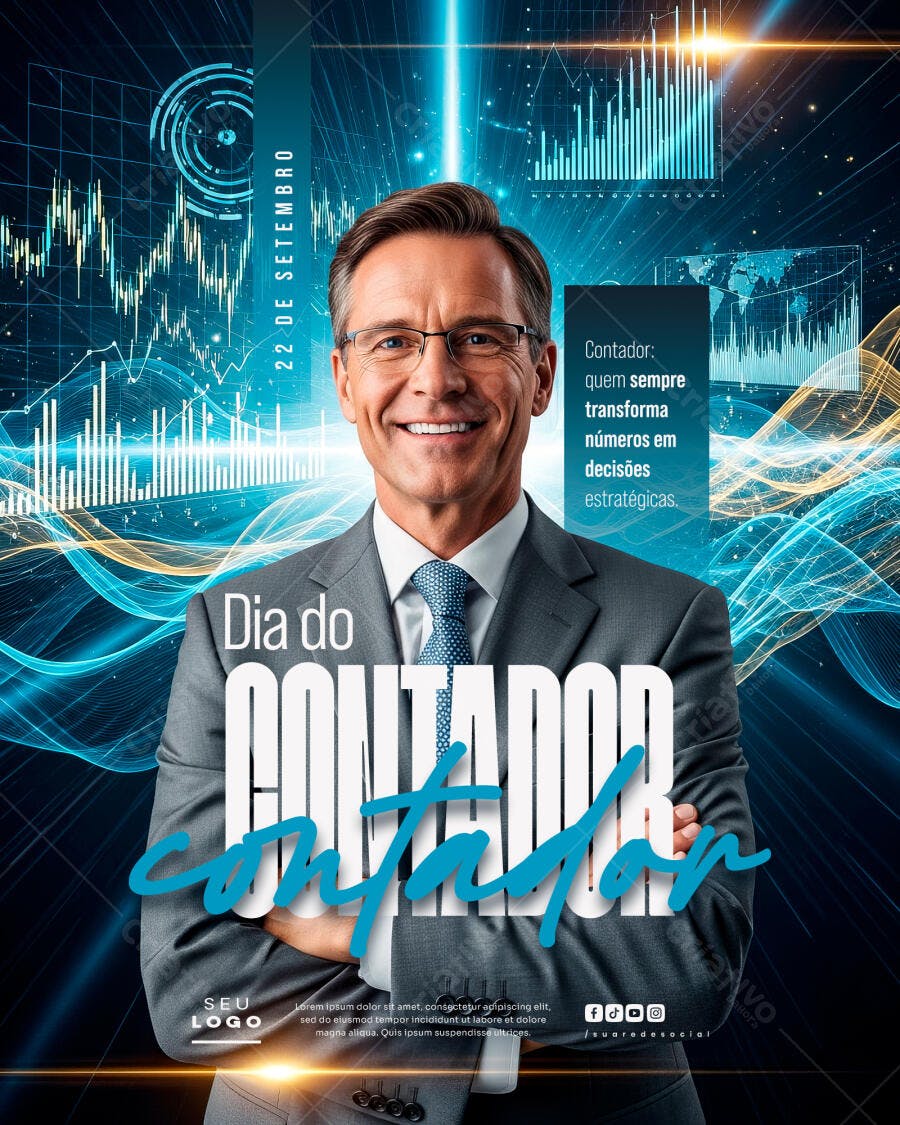 Flyer Dia do Contador PSD Editável