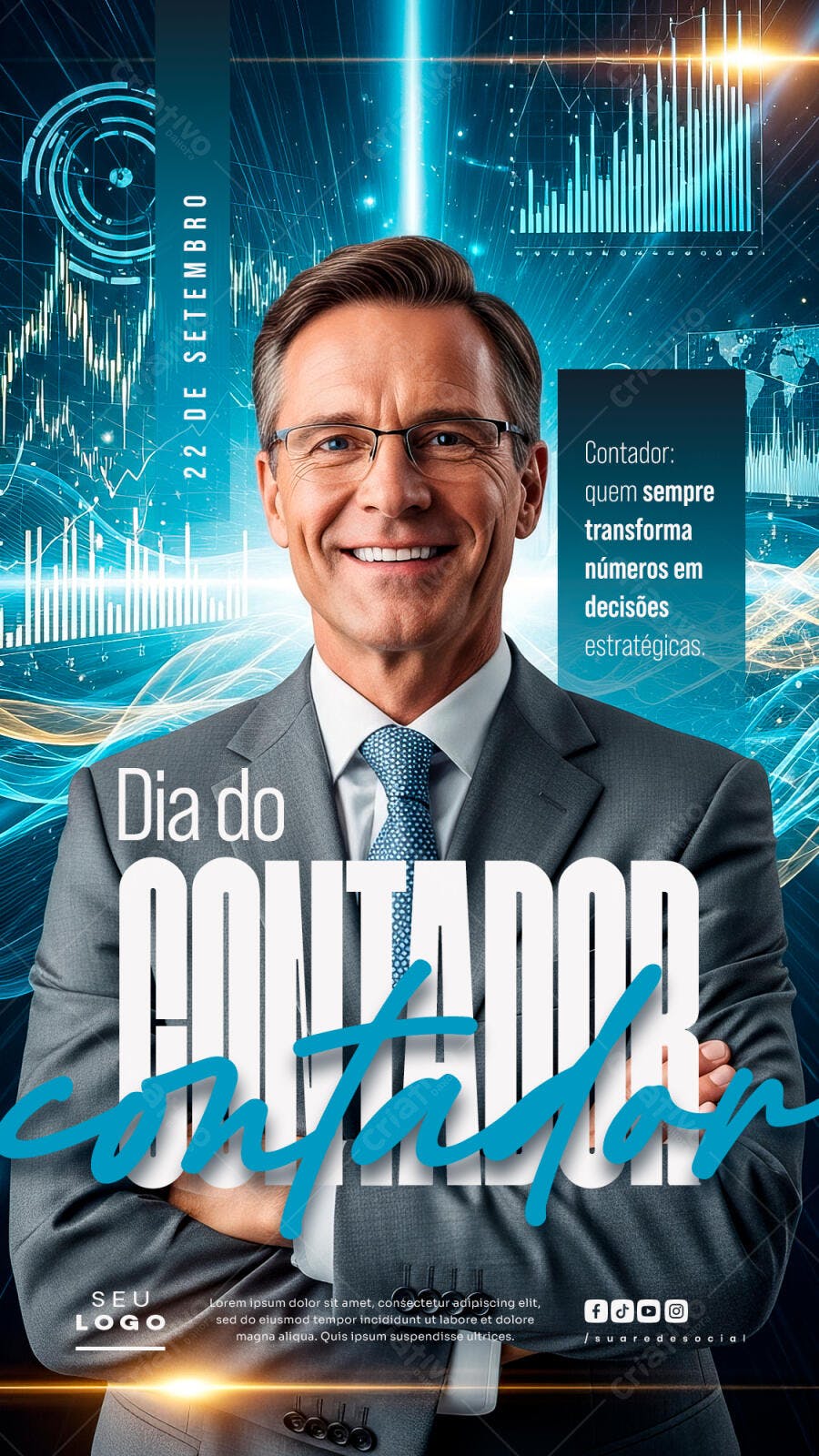 Flyer Dia do Contador PSD Editável