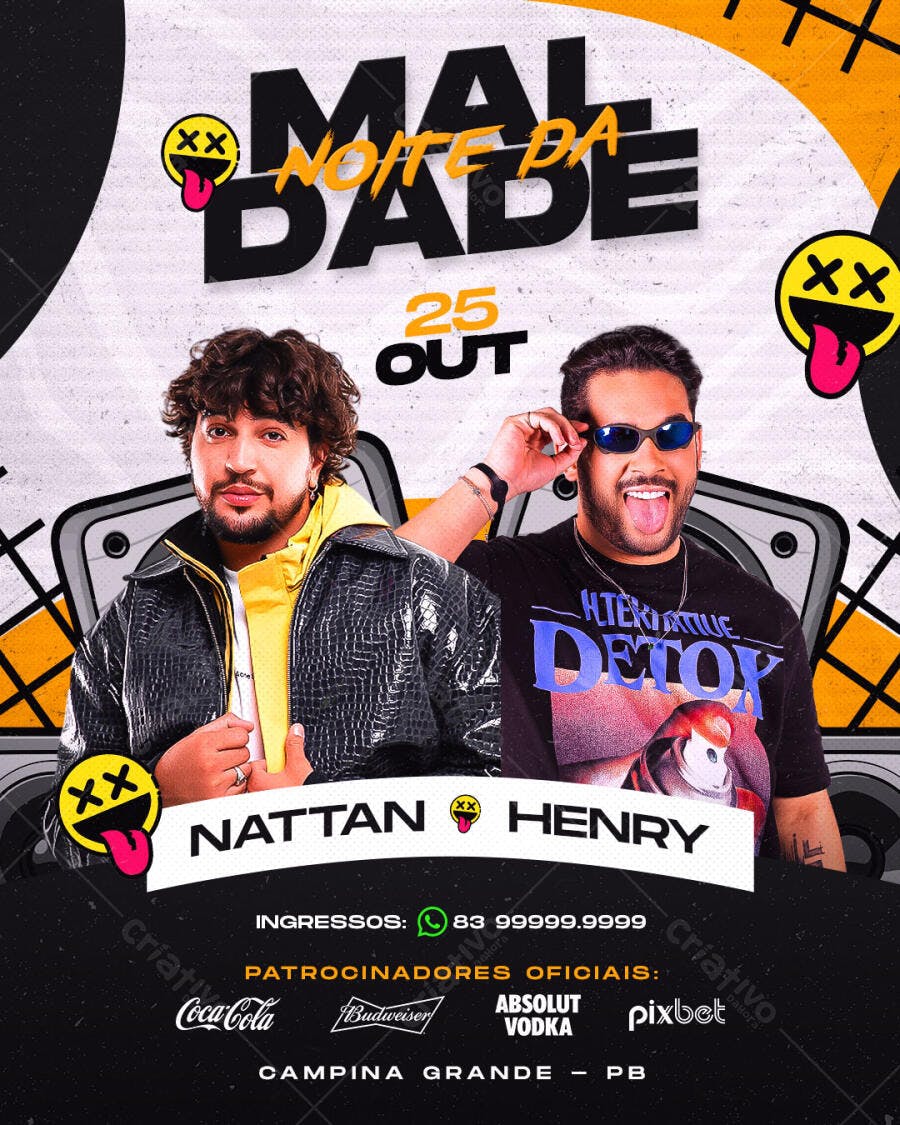 Flyer para Festa Mal da Noite da Babe PSD Editável