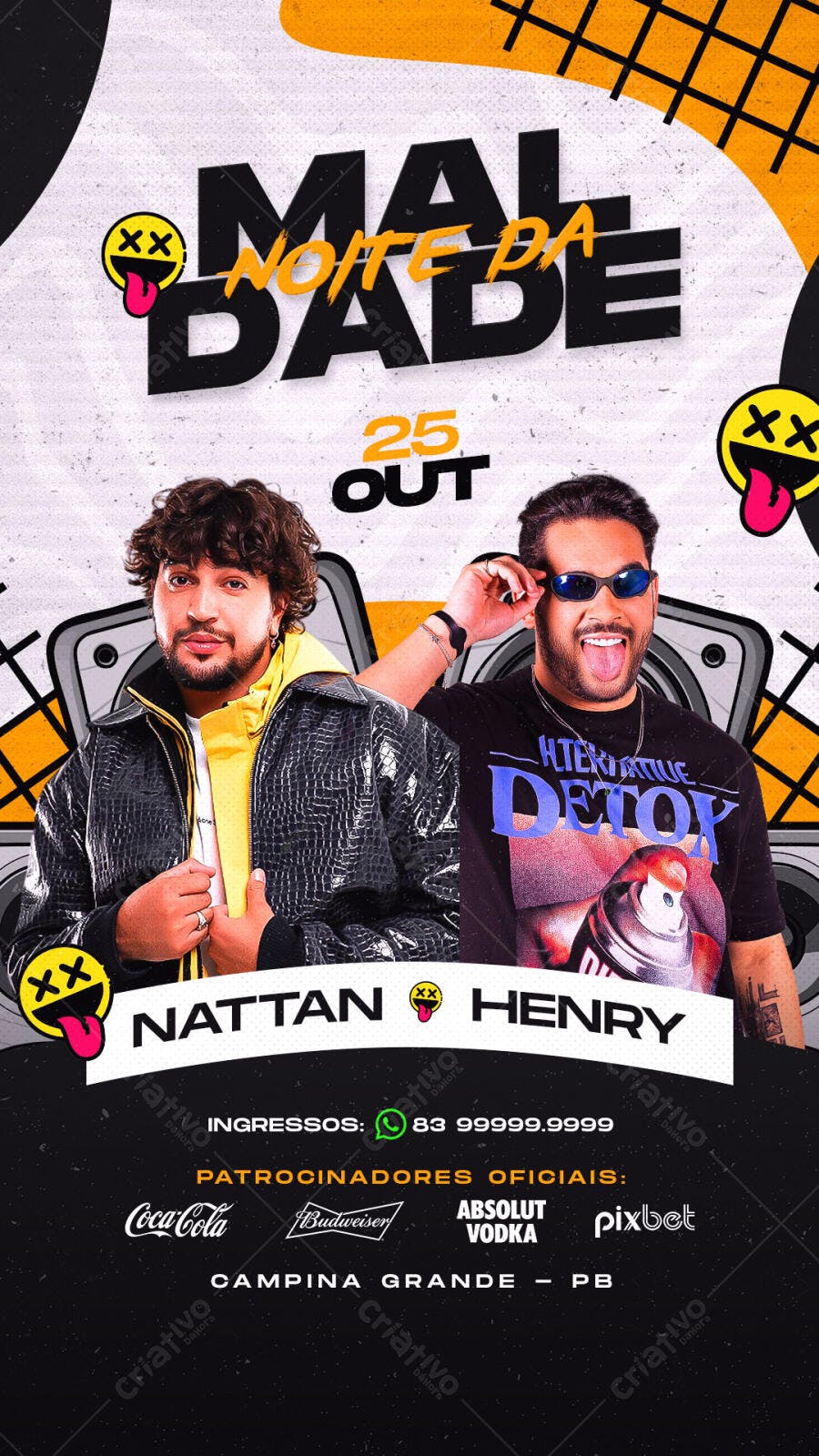 Flyer Noite da Babe com Nattan e Henry PSD Editável