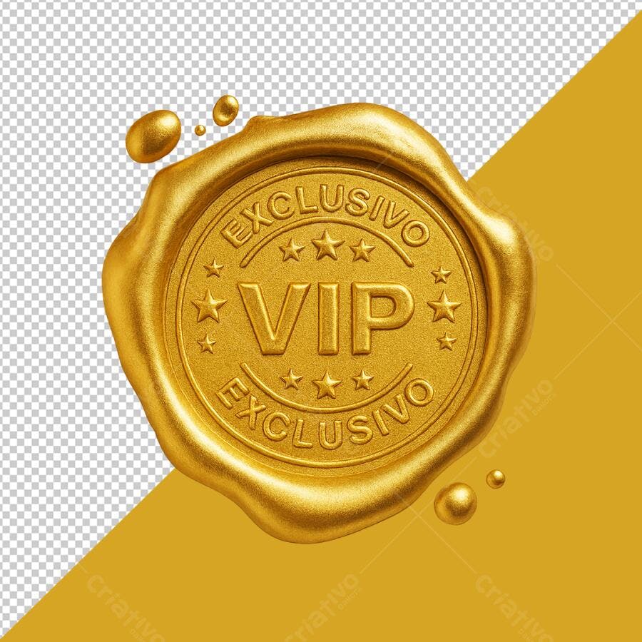 Selo 3D VIP dourado metalizado exclusivo