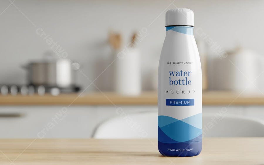 Mockup Garrafa Água: Design Moderno em Cozinha