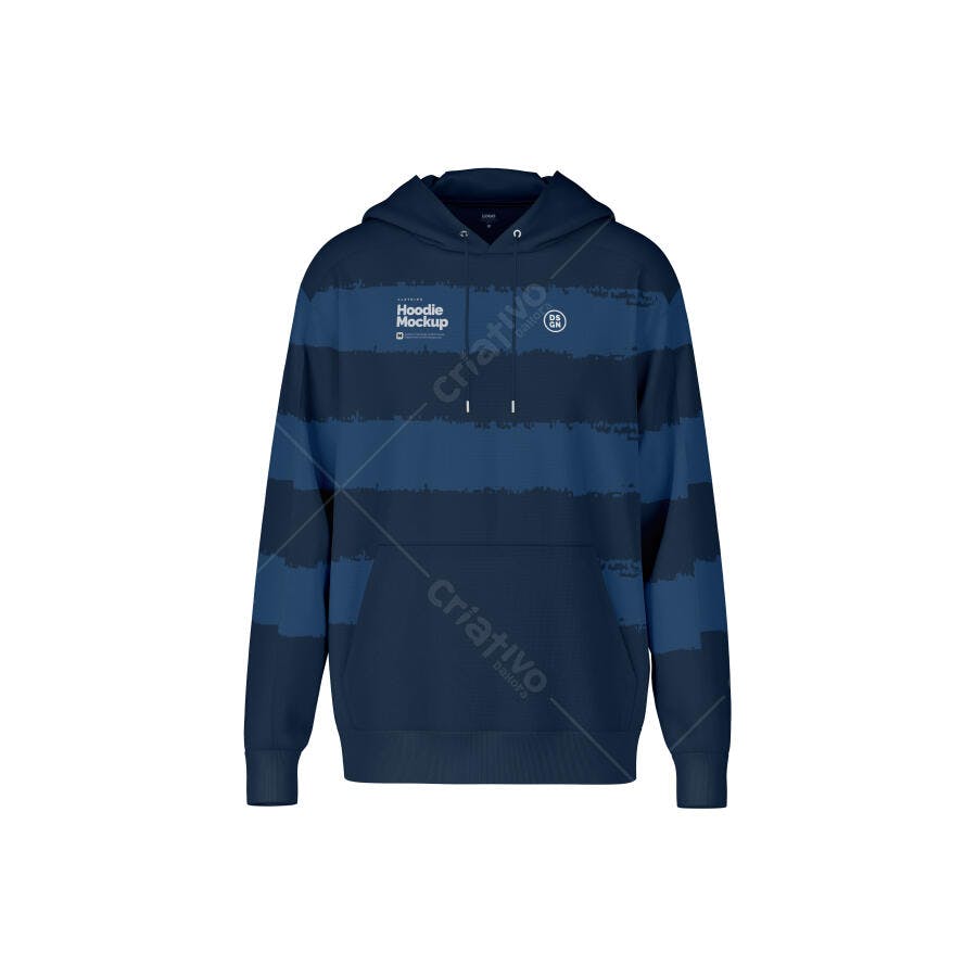 Mockup de Hoodie com Listras Azuis e Pretas - Estilo Moderno