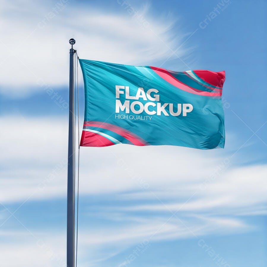 Mockup de Bandeira: Design Moderno em Azul e Rosa