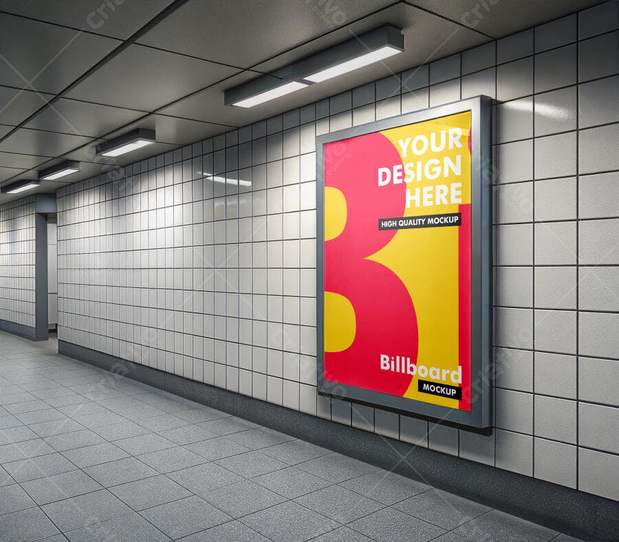Mockup Realista de Billboard em Metrô