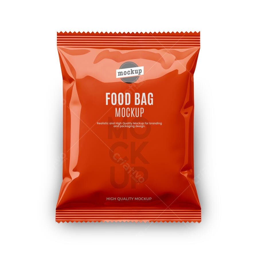 Mockup Realista de Embalagem de Salgadinhos Laranja