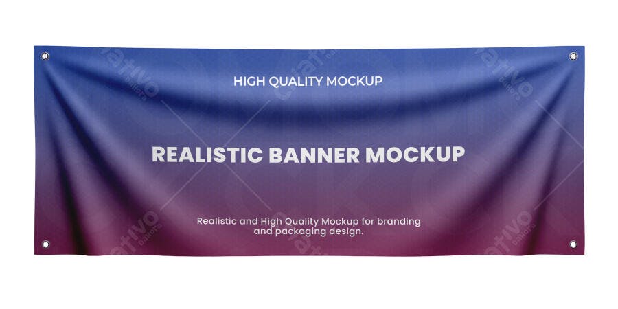 Mockup Realista de Banner: Tons Roxo e Azul