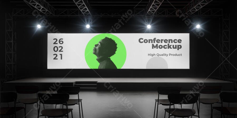 Mockup de Tela Gigante para Conferência - Estilo Moderno